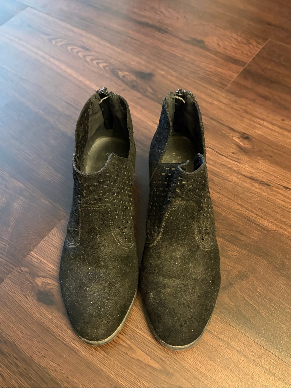 Women’s Black Suede Zip Ankle Boots